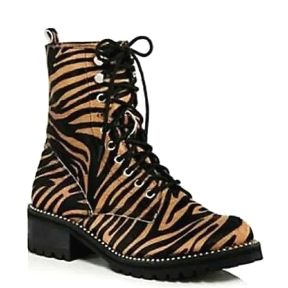 New Aqua Women's Jax Studded Tiger Print Hiker Boots Bloomingdale Exclusive 5.5 - Picture 7 of 7